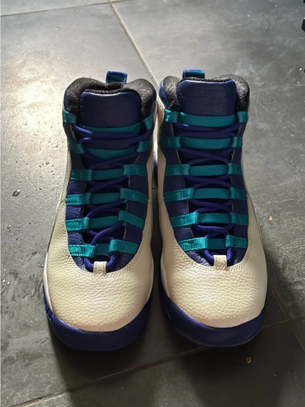 Jordan Kids White Sneakers with Blue and Teal Accents